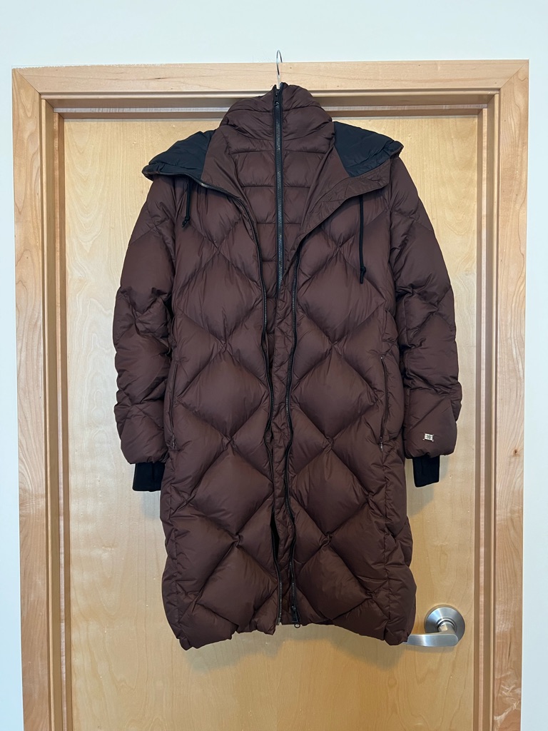 Soia & Kyo Long Brown Quilted Puffer Coat